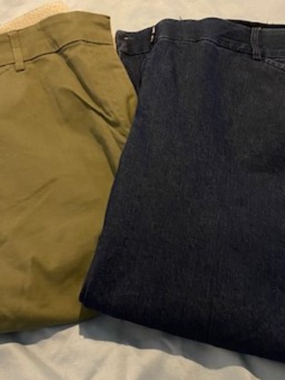 Kim Rogers Woman's shorts -2 pair  -1) Khaki Chino Shorts Tan 2) Blue Denim
